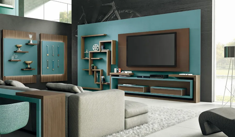Home theater com iluminação embutida